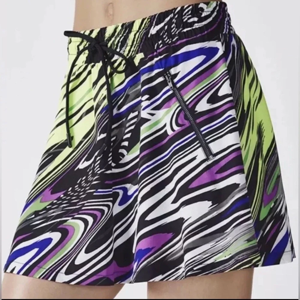 Fabletics Mini Mikah Skirt L Multi Colorful Elastic Waist Pockets Yoga Swim
